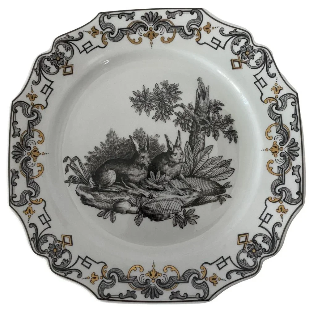 Mottahedeh Metropolitan Museum of Art Du Paquier‎ plates 4 boar dog rabbits  fox